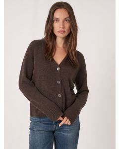 Chocolate V-Neck Cashmere Cardigan