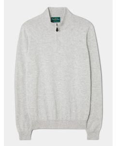 Ljusgrå Bomull/Cashmere Tröja, Half Zip