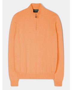 Orange Bomull/Cashmere Tröja, Half Zip