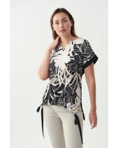 Beige Blommig Topp