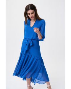 Blå Chiffong Midi Klänning