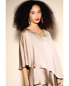 Beige Satin Cape Topp