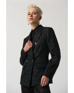 Svart Bouclé Jersey Blazer