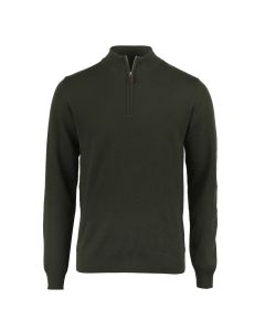 Grön Strukturerad Merinoull Halv Zip Tröja