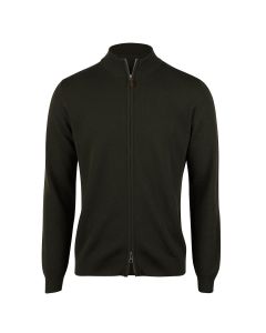 Grön Strukturerad Merinoull Zip Tröja
