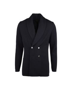 Navy Stickad Merino Smokingkavaj