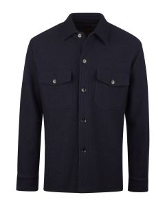 Marinblå Overshirt i Filtad Ull