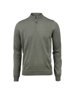 Olivgrön Merinoull Tröja Halv Zip