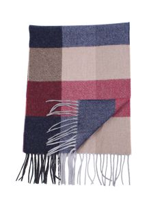 Multifärgad rutig scarf med fransar.