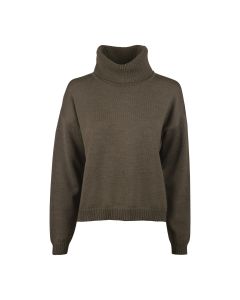 Brun stickad polotröja hos Stenströms Store.