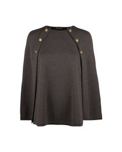 Mary brun cape med guldiga knappar.