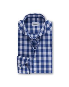 Blå Rutig Oxford Skjorta