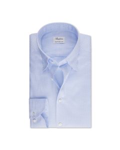 Ljusblå Rutig Button-Under Skjorta