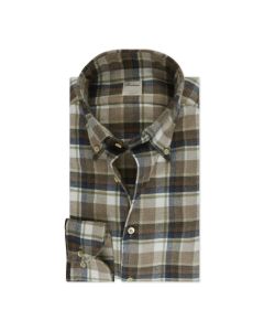 Beige Rutig Flanell Skjorta