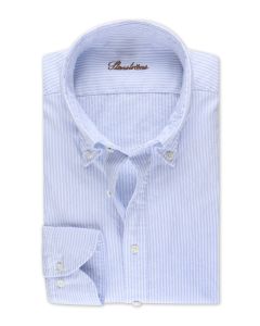 Stenströms herr Regular ljusblå randig casualskjorta i 100 % bomull med oxfordväv, fashion button down krage, enkel manschett och pärlemorknappar.