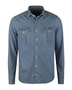 Regular Blå Denimskjorta, Bröstfickor