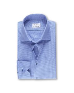 Blå Vit Micromönstrad Skjorta - Extra Lång Ärm