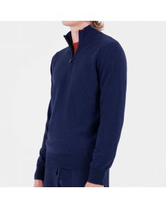 Mörkblå Halv Zip Cashmere Tröja