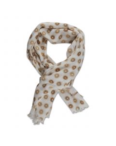 Beige Blommig Bomull Scarf