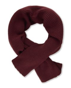 Stenströms dam mörkröd ribbstickad halsduk i 100 % merinoull, mjuk och värmande för höst och vinter.