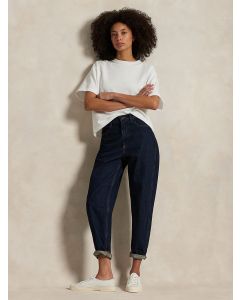 Mörkblå Curved Tapered Jeans