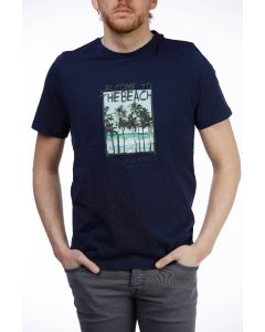 Marinblå T-shirt Strandtryck