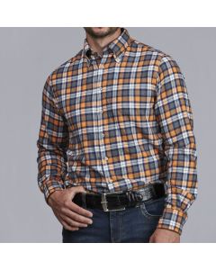 Orange Rutig Casual Flanellskjorta