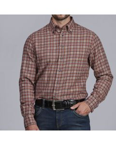 Brun Rutig Casual Flanellskjorta